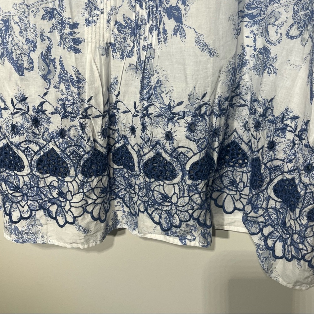Soft Surroundings Blue and White Floral Blouse - Picture 6 of 9